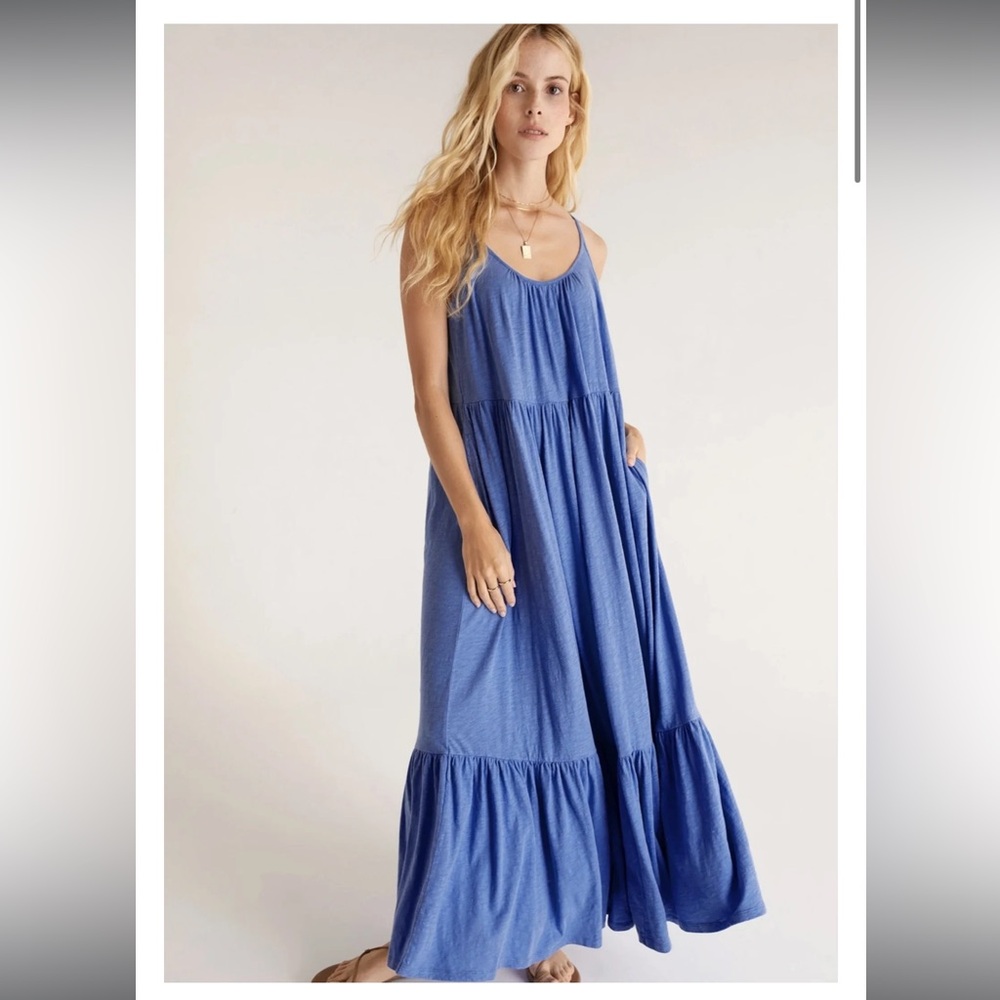 Z Supply Lido Slub Maxi Dress in Pacific Blue